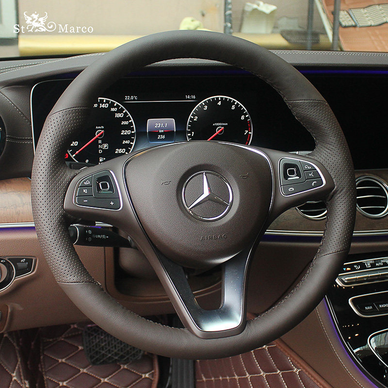 圣玛克 奔驰C级C200L GLC260 GLA220 E级E200手缝真皮翻毛方向盘