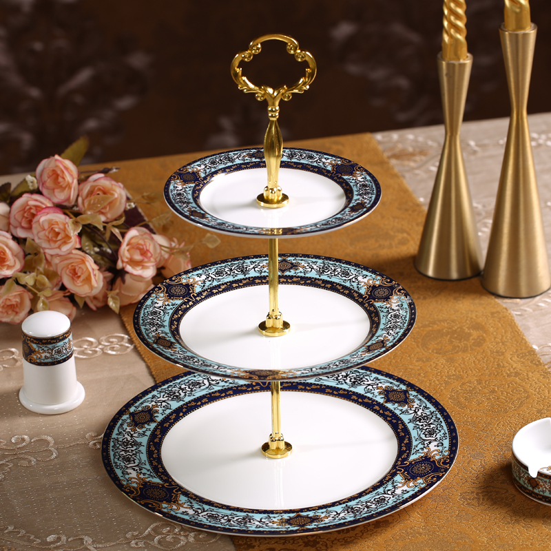 欧式三层水果盘宫廷蓝客厅蛋糕架创意婚礼甜品台双层下午茶点心盘|msdalam kategori pinggan mangkuk, pinggan mangkuk, mangkuk buah-buahan/plat buah-buahan/bakul buah-buahan - dari Buy2taobao.com untuk memberikan perkhidmatan ejen Taobao profesional membeli