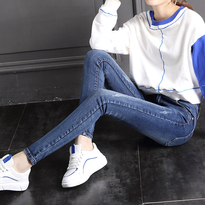 高腰牛仔裤女2019秋季新款韩版长裤修身显瘦弹力紧身九分小脚裤子|ruв категории Женская одежда, джинсы - от Buy2taobao.com для оказания профессиональной услуги покупки агента Taobao