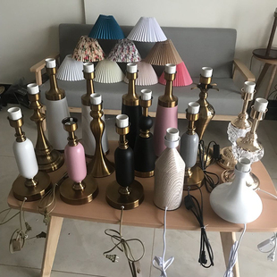 十里桃花灯饰厂diy台灯材料配件灯罩底座金属实木玻璃e27螺口替换