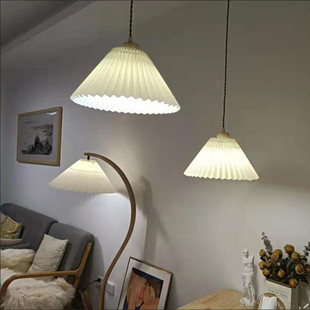 复古百褶布艺灯罩配件外壳台灯吊灯配件通用灯头替换e27螺口防水