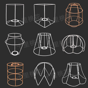 手工台灯吊灯diy材料灯罩外壳通用灯架编织灯具配件铁架e27螺口