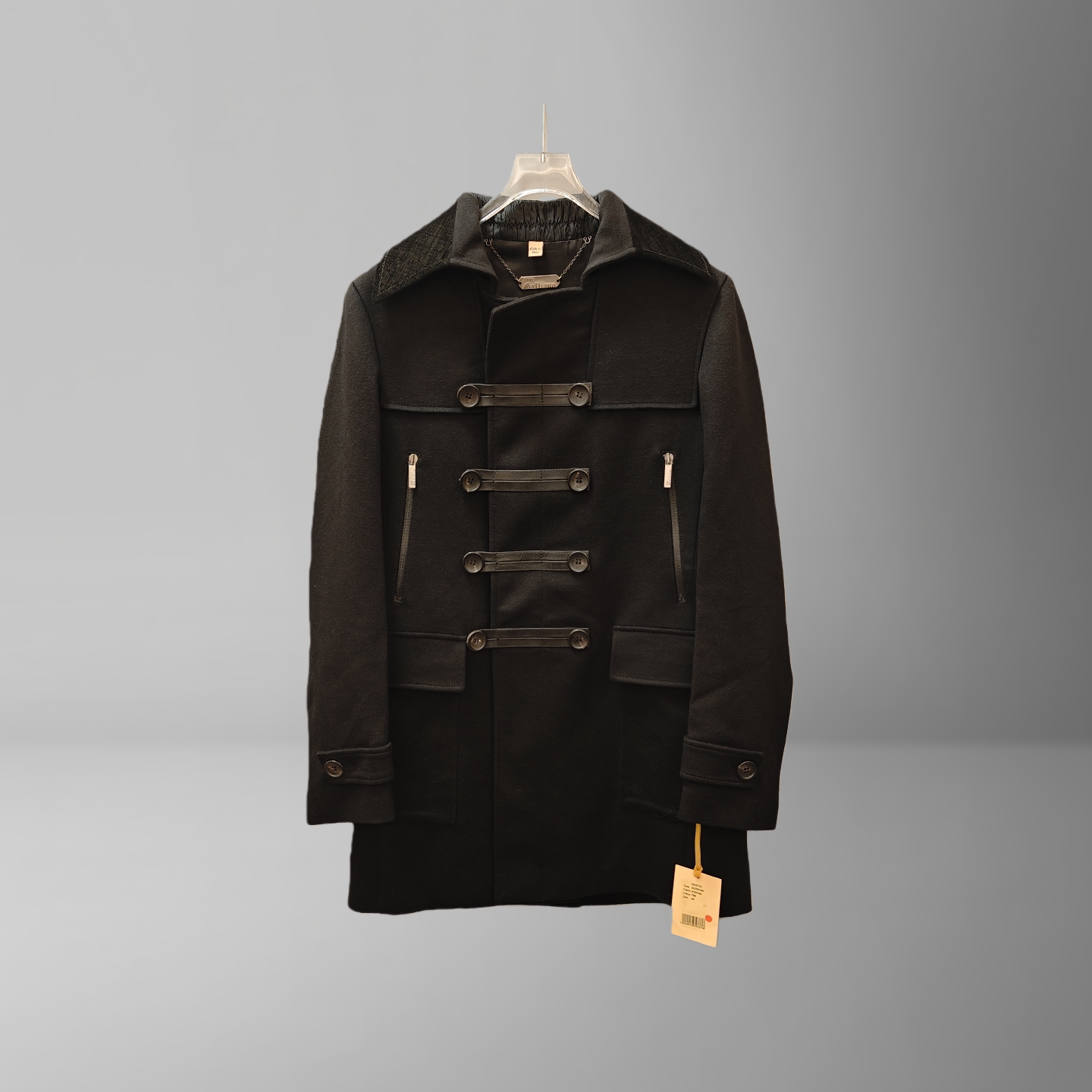 意大利产 潮奢G 男士秋冬经典黑色羊绒羊毛混纺渔夫大衣休闲外套