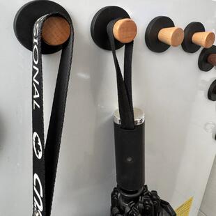 黑胡桃实木冰箱磁吸挂钩防盗门免打孔榉木挂衣钩收纳粘钩包胶强磁