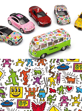 创世王品 凯斯哈林KeithHaring联名涂鸦汽车模型潮玩艺术收藏车模
