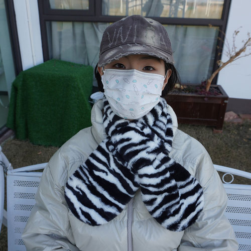 冬季长绒围巾双面柔软加厚印花