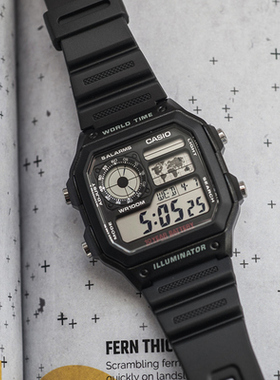 卡西欧男士手表网红运动防水十年电池AE-1300WH-2A AE-1200WH-1A