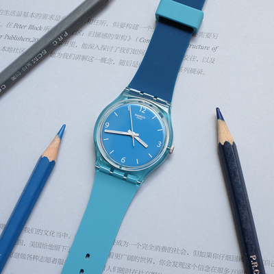 斯沃琪正品瑞士白色学生天蓝女表
