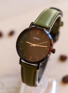 卡西欧手表女复古简约淑女小绿表石英表LTP-VT02BL-3A