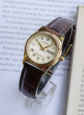 卡西欧时尚学生防水石英复古皮带休闲手表女LTP-V001GL-1 7 9B 9A