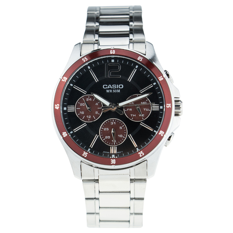 casio卡西欧手表男士钢带防水夜光石英时尚休闲男表mtp-1374d-5a