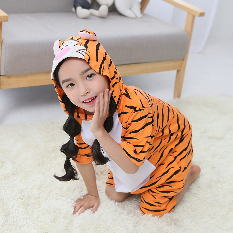 老虎服装男童夏季纯棉睡衣派对动物角色装扮幼儿园话剧亲子装走秀