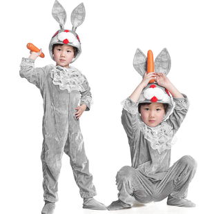 男童野兔装扮化妆舞会cos服圣诞派对幼儿园话剧小兔子演出服亲子5