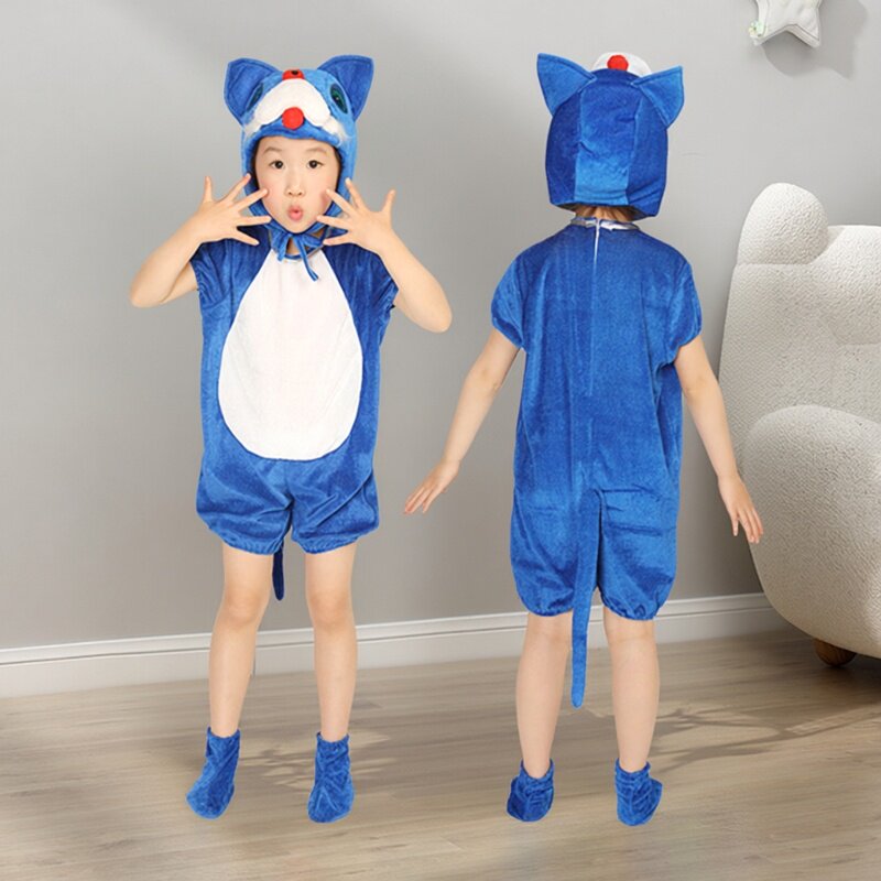 蓝猫服装幼儿园童话剧小猫演出服男童动物装扮女童学猫叫舞蹈服夏