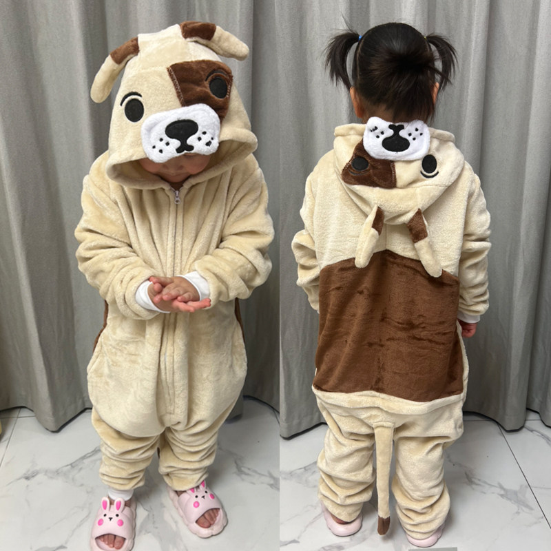 元旦圣诞睡衣派对化妆舞会斗牛犬角色装扮儿童动物演出服小狗表演