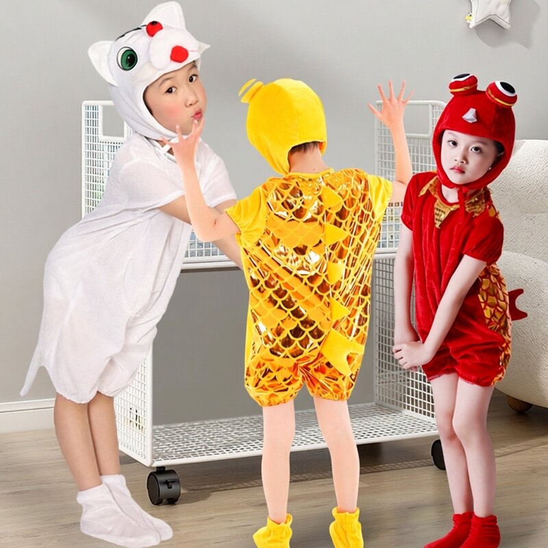 小猫钓鱼表演服讲故事服装话剧道具动物装扮金鱼鲤鱼跃龙门舞蹈服