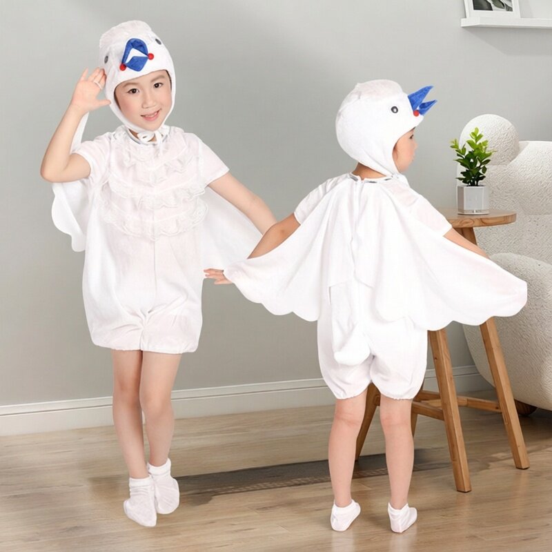 六一儿童舞台剧鸽子的天空演出服女童动物造型衣服小白鸽舞蹈服夏