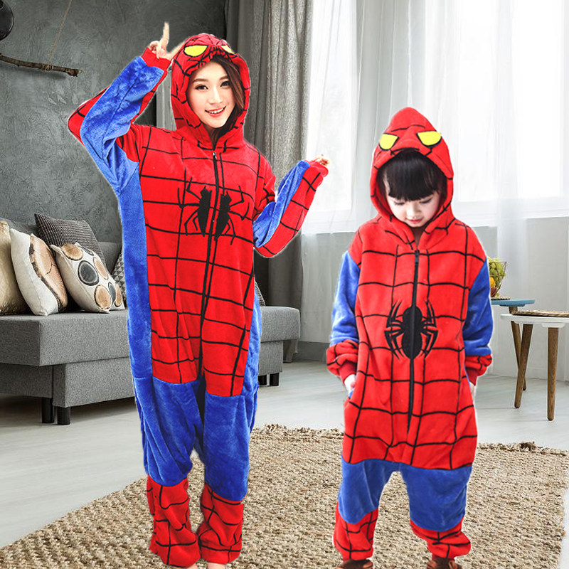 蜘蛛侠男童cos服法兰绒连体衣睡衣派对角色装扮亲子运动会走秀冬5