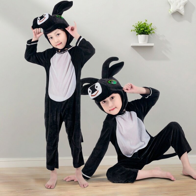 元旦儿童黑牛演出服幼儿园话剧服
