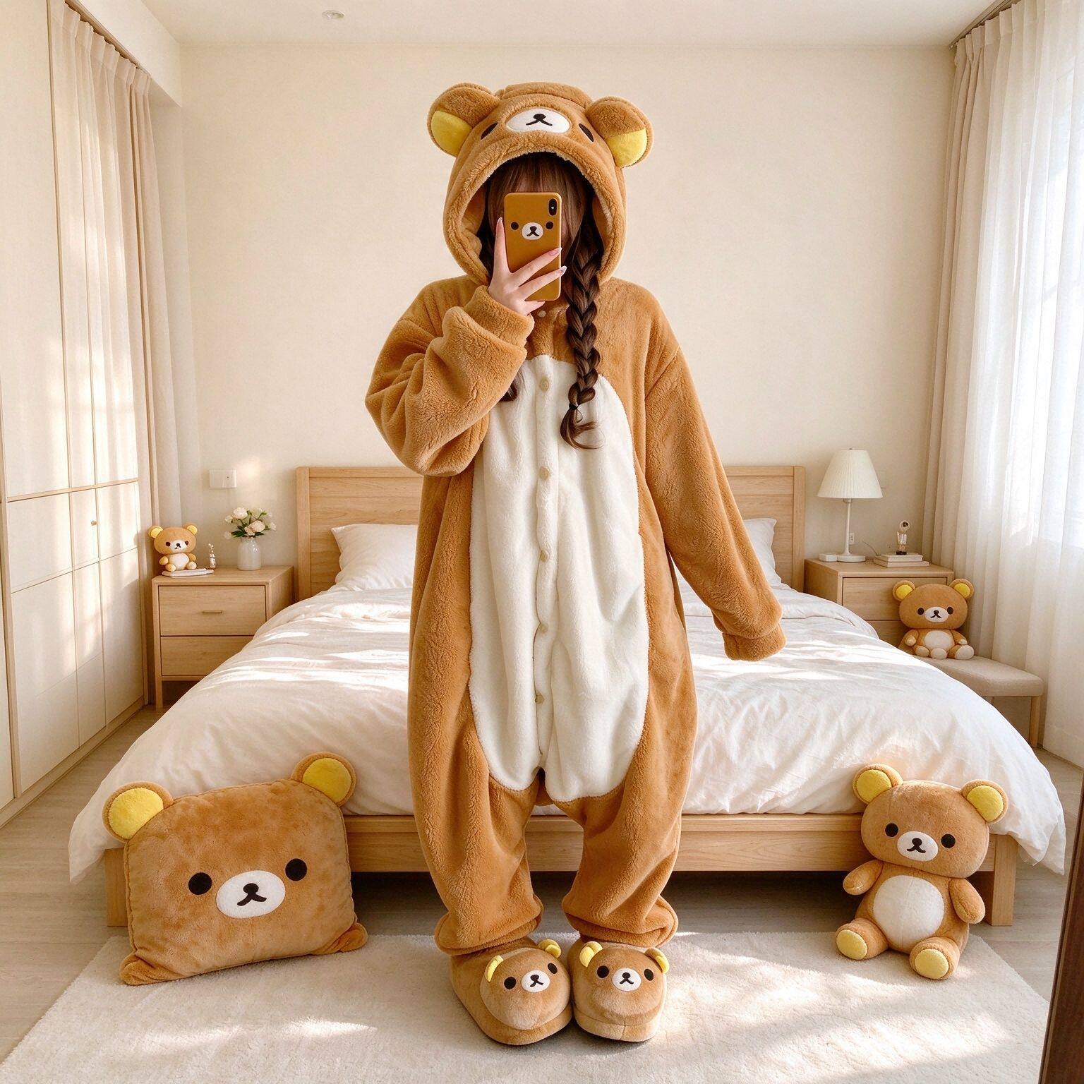 Onesie轻松熊连体睡衣情侣搞笑家居服动漫角色装扮小熊衣服加绒冬
