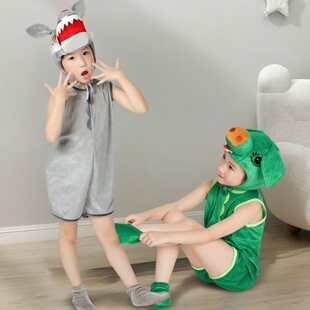 六一幼儿园三只小猪演出服小动物装扮儿童舞台剧大灰狼角色扮演夏