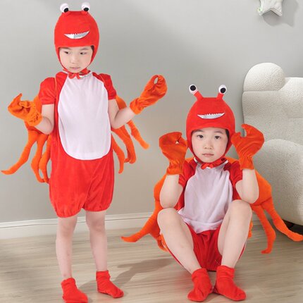 孤独的小螃蟹表演服儿童服装海洋生物主题服饰幼儿园走秀亲子装夏