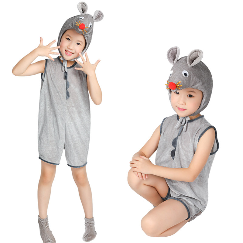 幼儿园动物演出服灰老鼠衣服可爱猫捉老鼠游戏话剧服装鼠宝宝夏装