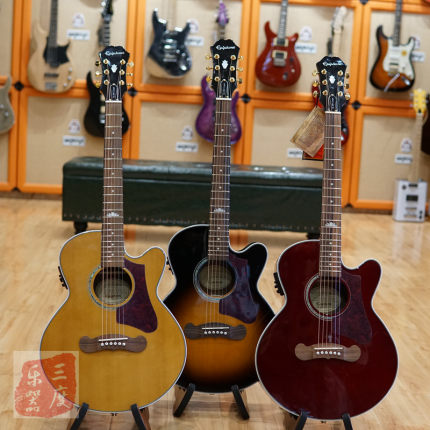 三度乐器Epiphone易普峰 EJ200 Coupe 印尼产39寸民谣电箱 木吉他