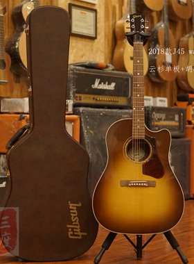 三度乐器 吉普森Gibson J-45 walnu t 缺角 VS 全单民谣木吉他