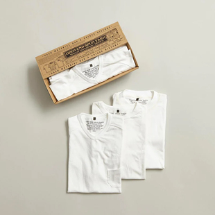 日本制 Nigel Cabourn T恤 现货 3件装 不同设计长绒棉白T短袖