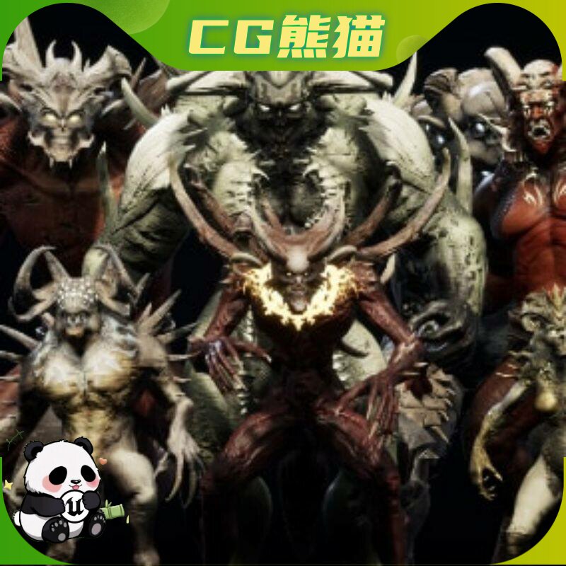 UE4虚幻5 DemonBoss Pack 游戏魔鬼恶魔BOSS角色模型带动画
