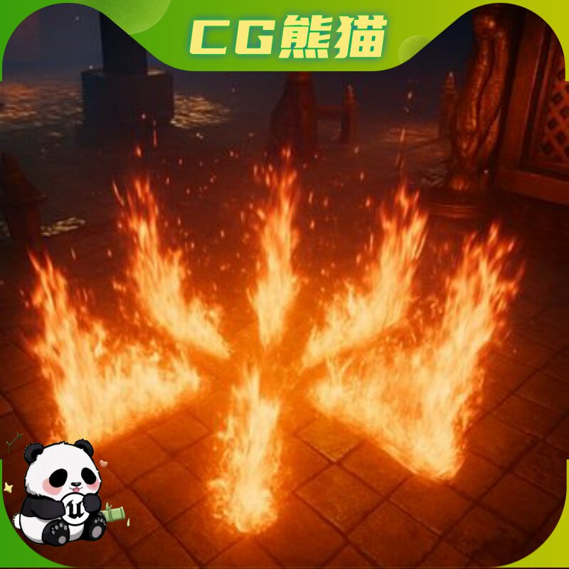 UE5虚幻5.2-5.7 Ground Fire VFX 地面火力火焰技能视觉特效