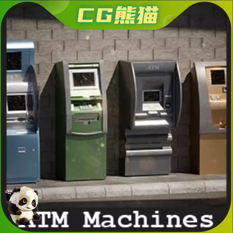 UE4虚幻5 ATM Machines - 10 assets 柜台机取款机道具模型