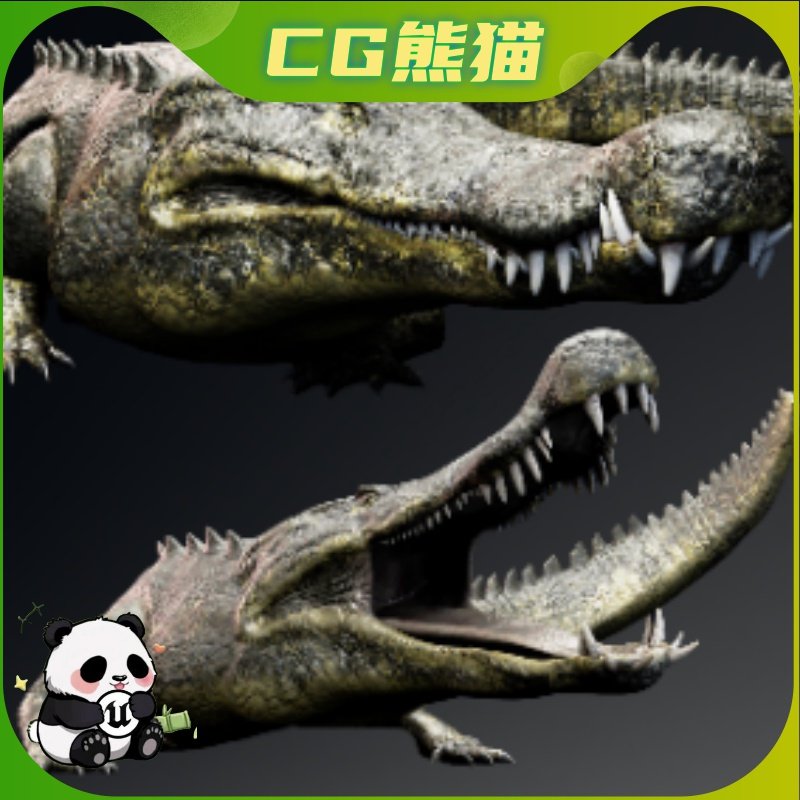 UE4虚幻5 Deinosuchus - Crocodile 侏罗纪恐龙恐爪龙鳄鱼角色