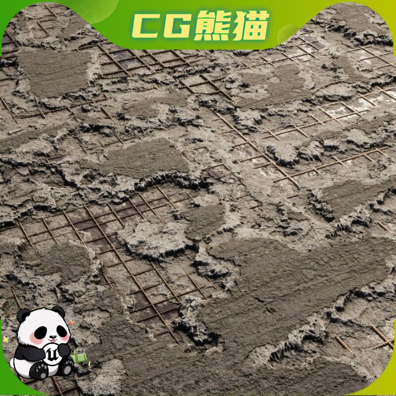 UE5.1-5.8 Damage Floor Decals 破损效果地面贴纸贴图材质