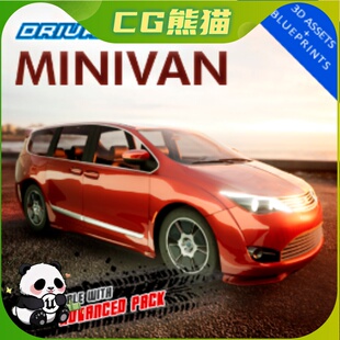UE4虚幻5 Drivable Cars: Minivan Assets + Blueprints 小货车
