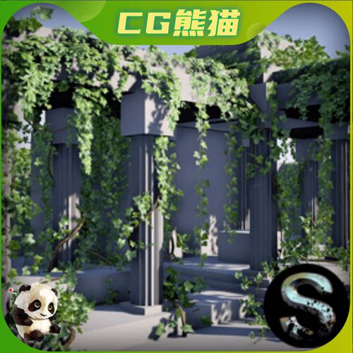UE4虚幻5 Ivy Pack 写实爬山虎藤曼场景道具