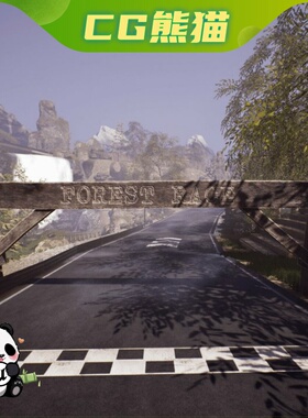UE5虚幻5.3-5.7 Racing Track - Forrest 森林赛车道场景