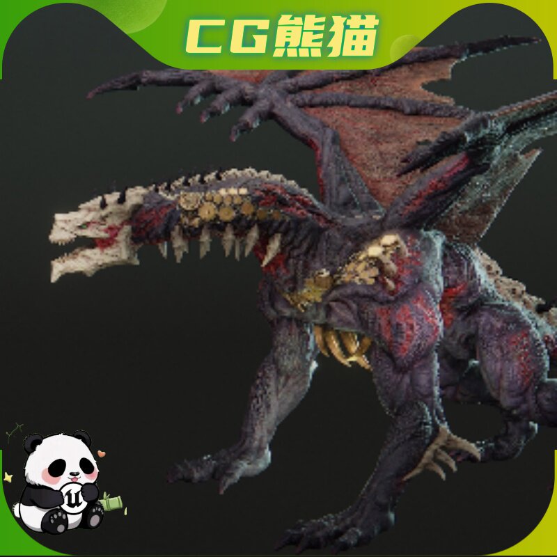 UE4虚幻5 Necro dragon 游戏死灵法师恶龙角色带动画
