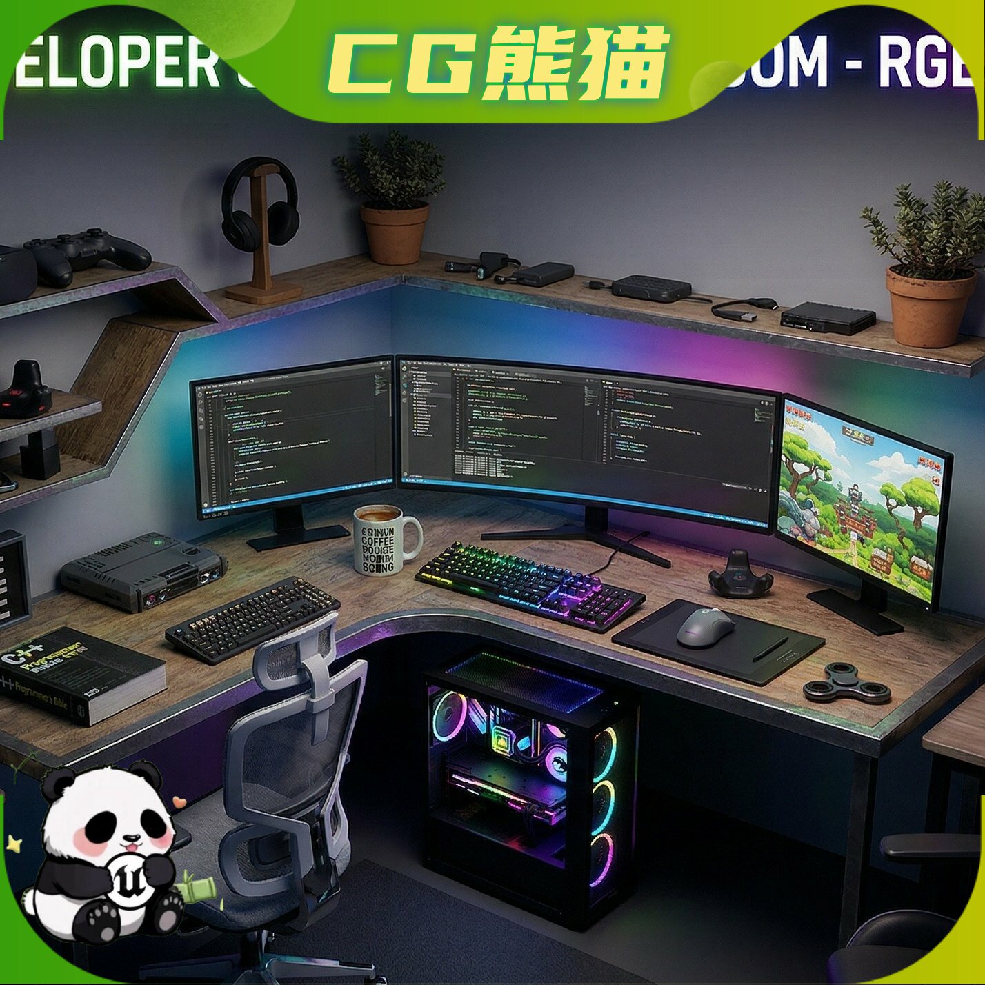 UE5虚幻5 Ultimate Developer Setup Gamer Room RGB PC Gear