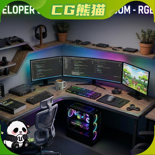 UE5虚幻5 Ultimate Developer Setup Gamer Room RGB PC Gear