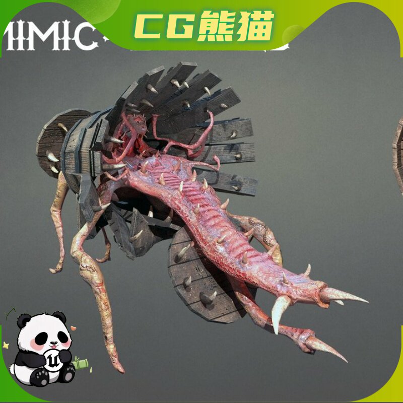 UE5虚幻4 Mimic barrel 仿生伪装木桶怪物怪兽模型动画