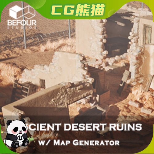 UE5 Ancient Desert Ruins Environment w Map Generator PCG
