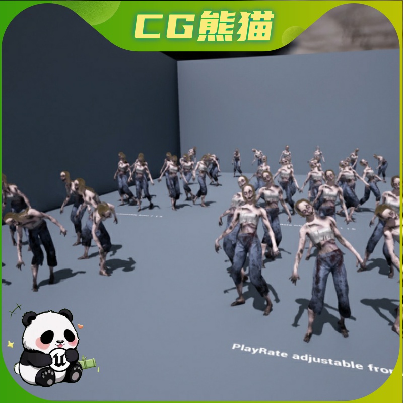 UE5虚幻5.6 Zombie Female Anims 女性僵尸丧尸动画包