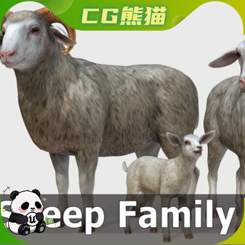 UE5.1-5.7 Sheep Family 大小山羊角色模型   乐器咨询