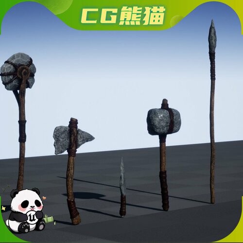 UE4虚幻5 Primitive weapons pack low po 石器时代原始武乐器模