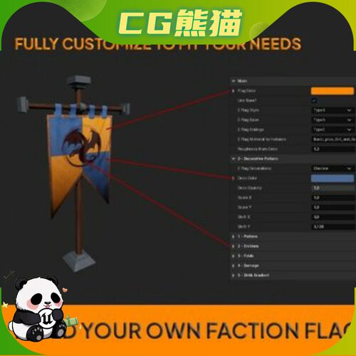 UE5虚幻5 Customizable Dynamic Flags 可自定义流动旗帜蓝图