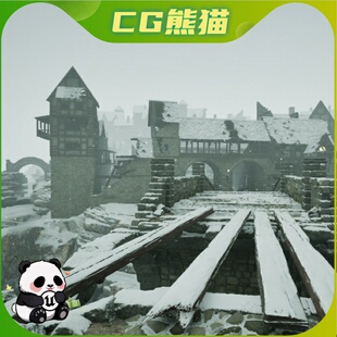 UE5虚幻5 Photorealistic Mysterious Snowy Mountain Town Ruins