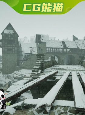 UE5虚幻5 Photorealistic Mysterious Snowy Mountain Town Ruins