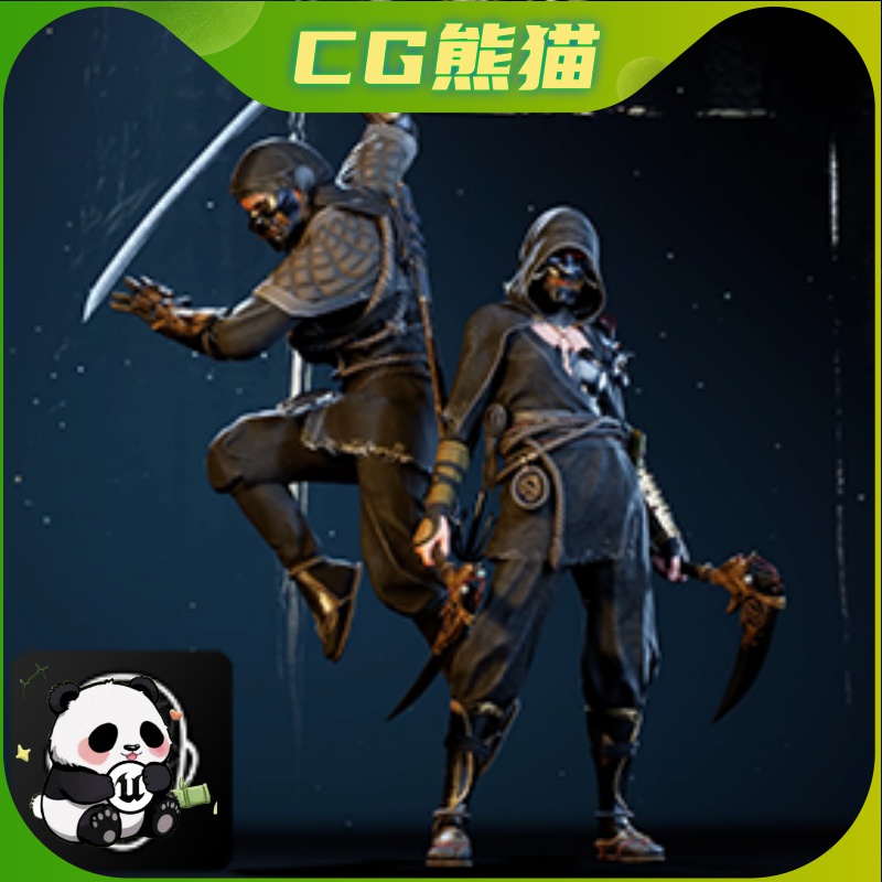 Unity UE4虚幻5 G2: Shinobi 游戏男性女性忍者战士角色模型